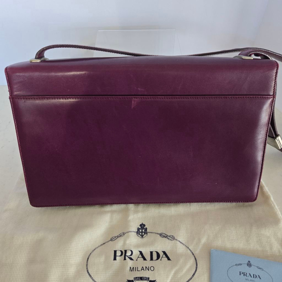 Vintage Prada Purple Leather Flap Shoulder Bag w/ Dustbag and Authenticity cards - Picture 6 of 16